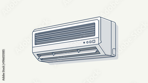 Clean illustration of a wall mounted air conditioner unit.
