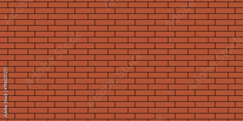 Brick pattern. Seamless vector orange color brick wall background. Red bricks wall vector wallpaper texture.