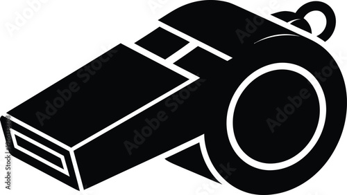 Flat Whistle Symbol Black Silhouette Illustration