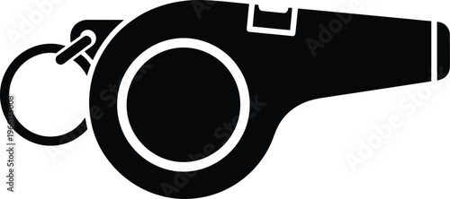 Sports Whistle Icon Black Silhouette Illustration