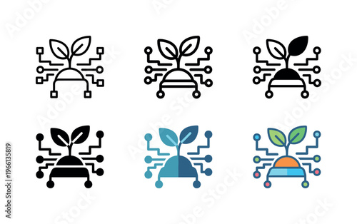 Digital farming innovation icon showing plant growth and technology integration