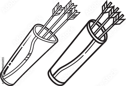 A simple line art illustration of two quivers filled with arrows, ready for archery practice