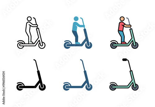Collection of scooter icons representing personal urban transportation options