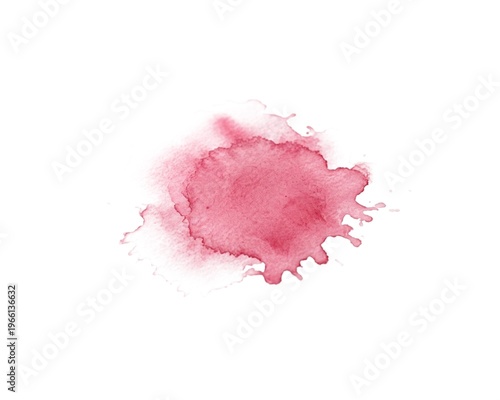 A soft pink watercolor splash, with feathered edges, creates an abstract and artistic blotch. Ideal for creative backgrounds and design elements.