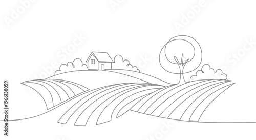 Rows of agricultural farmland illustration.