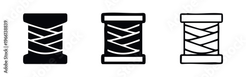 Criss-Cross Thread Spool Icon Set. Yarn Bobbin Symbols for Crafting and Sewing Supplies