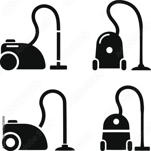 Vacuum cleaner set vector illustration. Hoover icon. Cleaning machine