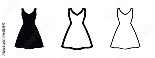 Elegant V-Neck Dress Icon Set