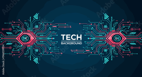 A vibrant, digital illustration of interconnected circuits evokes innovation and connectivity. Perfect for tech companies, websites, or presentations 