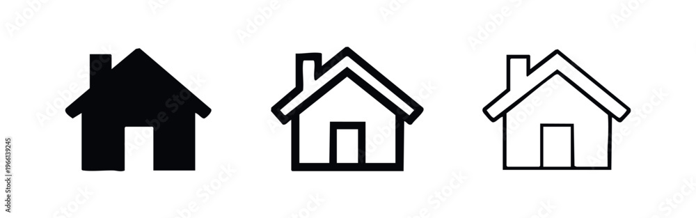 Fototapeta premium Classic Home House Icon Set - Real Estate, Residential, Property Symbol