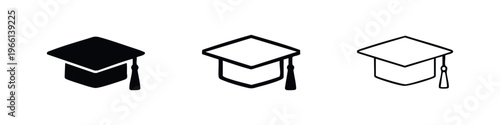 Graduation Cap Icon Set - Academic Success and Education Symbol
