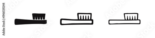 Toothbrush Icon Set - Dental Hygiene, Oral Care, Bathroom Symbol
