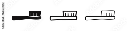 Toothbrush dental hygiene icon set. Oral care and personal hygiene concept in flat and outline style.