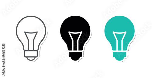 Three distinct light bulb icons representing ideas, innovation, and creativity