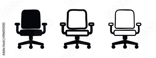 Ergonomic office chair icon set. Adjustable desk chair symbol for comfort and productivity.
