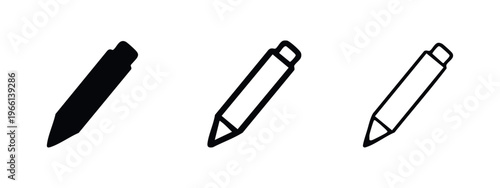 Modern Pencil Icon Set for Drawing, Writing, and Creative Design