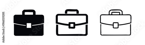 Professional briefcase icon set. Business bag symbol for corporate and executive use.