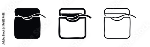 Dental floss icon set for oral hygiene and dental care, depicting healthy teeth.