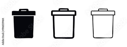 Trash can or waste bin icon set for garbage disposal and waste management.