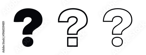 Question mark icon set. Inquiry, uncertainty, and help symbol in various styles.