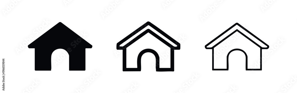 Fototapeta premium Dog House Icon Set - Pet Shelter and Kennel Symbol for Animal Accommodation