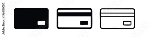 Credit Card Back Icons Set - Vector Symbols for Secure Payment and Transactions
