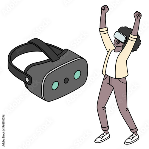 A woman wearing a virtual reality headset