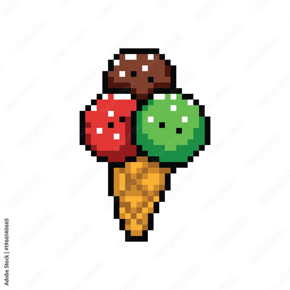 Fototapeta premium Pixel art illustration character ice cream graphic