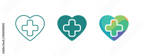 Heart shape with medical cross symbol representing holistic health and wellness