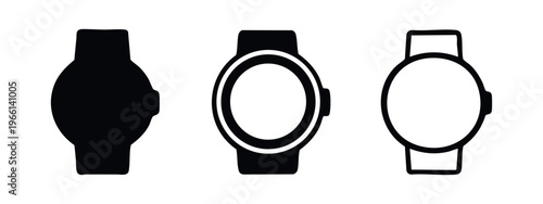Smartwatch icon set, wearable technology symbol, digital watch and gadget sign in multiple styles