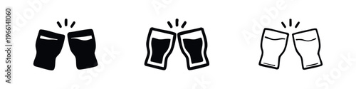 Clinking Beer Glasses Toast Icon Set for Celebration