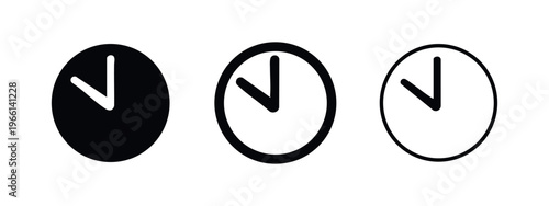 Clock Icon Set: Time and Deadline Symbol in Solid, Outline, and Thin Line Vector Styles