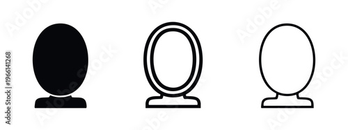 Set of black and white human head silhouette icons in solid, thick outline, and thin outline styles, ideal for user profiles or avatars.