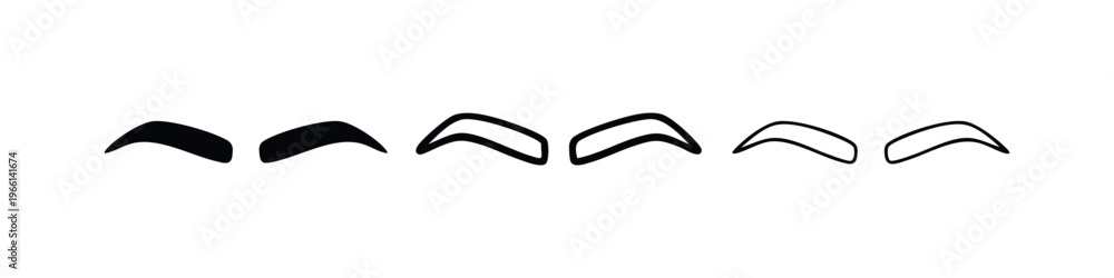 Naklejka premium Hand drawn eyebrows icon set, Doodle style fashion makeup brow symbols.