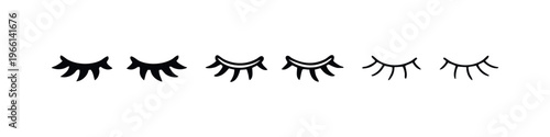Hand drawn closed eyes and eyelashes icon set, Doodle sleeping beauty symbols.