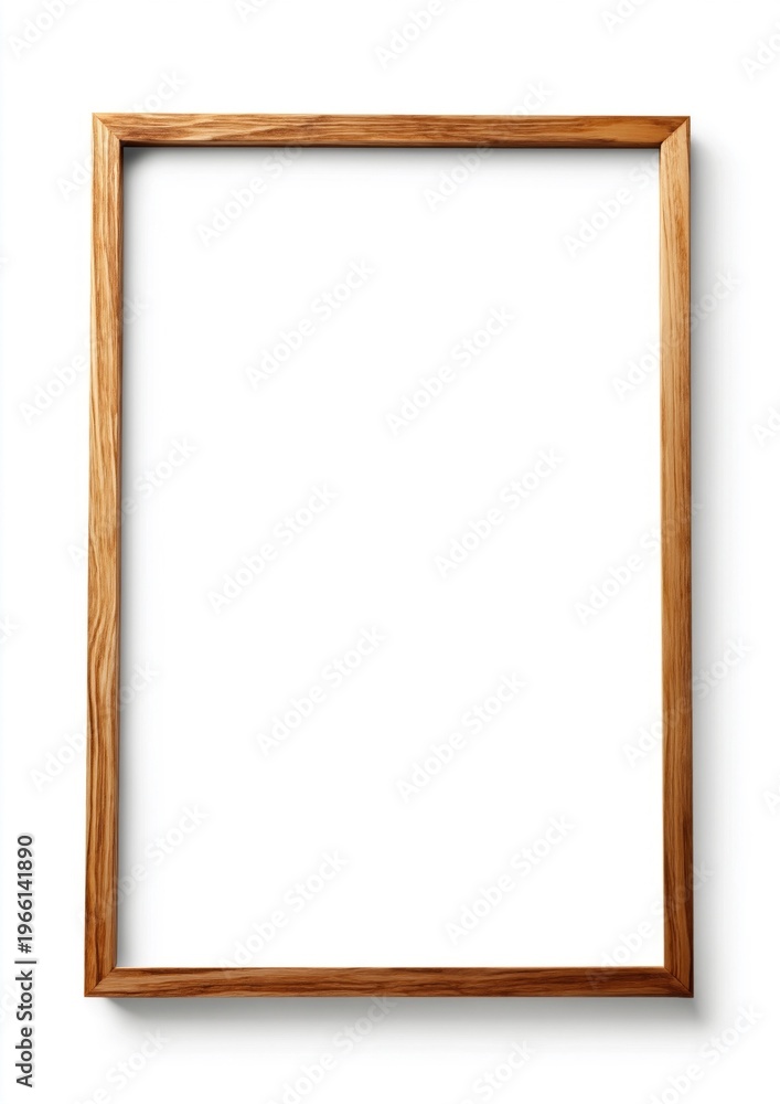 Obraz premium Simple wooden picture frame with a clean white background and subtle shadow