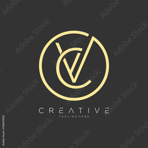 Modern Minimalist Circular Logo Design With Initials VC Creative