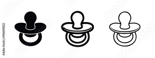 Baby pacifier icon set, soother for infant comfort and soothing