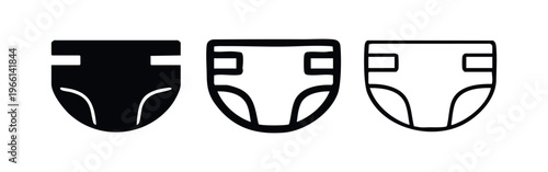 Baby diaper icon set, nappy symbol for infant hygiene and changing