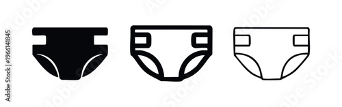 Baby diaper icon set for baby changing and cleanliness, nappy symbol