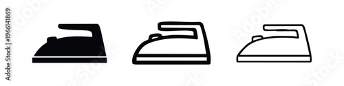 Ironing Icon Set. Household Electric Clothes Iron Symbols for Laundry and Garment Care