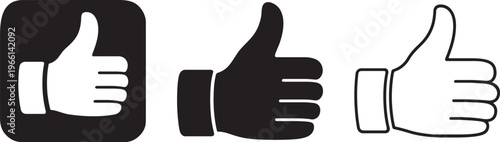 Like button thumbs up silhouette icon vector.