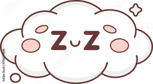 Cute kawaii sleep cloud with zzz and blush cheeks