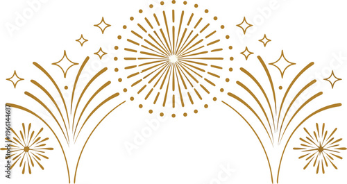 Golden fireworks border with sparkles frame celebratory