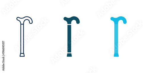 Three different styles of walking canes displayed on a white background