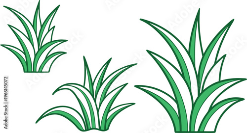Green grass doodle set with hand drawn blades plants