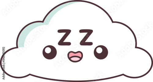 Cute white cloud with sleepy face and zzz kawaii
