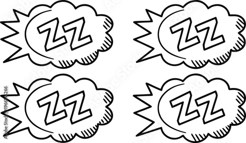 Hand drawn sleep zzz doodle with sketchy lines