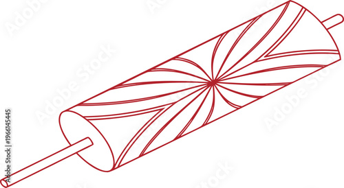 Continuous line red firecracker with stick firework