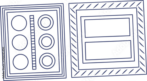 Hand drawn frame set with multiple shapes including rectangles and circles